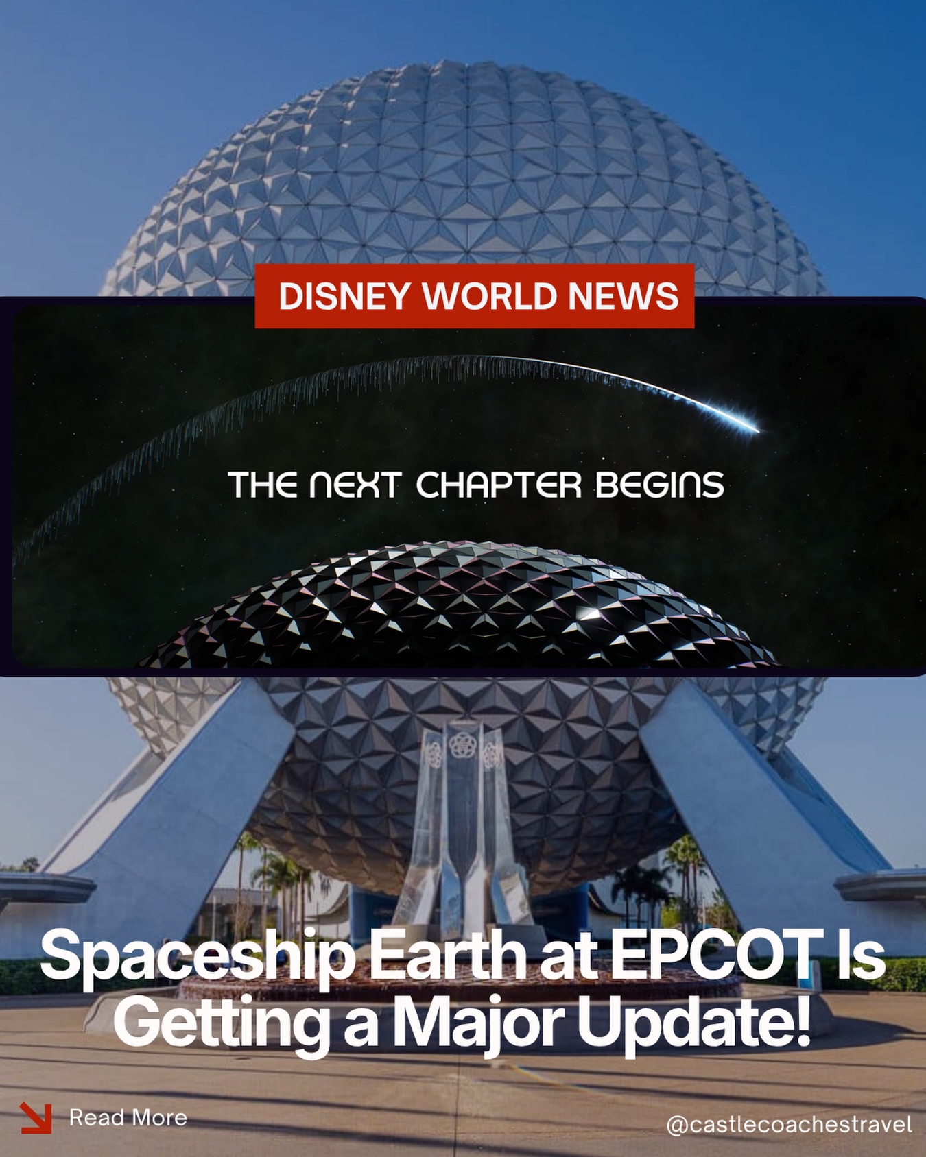 🌐 Spaceship Earth Is Getting Its Biggest Update in Nearly 20 Years!
One of EPCOT’s most iconic attractions is preparing for an exciting new chapter!
Disney announced at D23 2026 that Spaceship Earth will receive its first major story update in nearly two decades.
Here’s what’s changing:
🌎 The attraction’s story will evolve from focusing on human communication to celebrating human connection.
✨ Guests can expect new scenes, updated storytelling, and enhanced technology while preserving the attraction’s hopeful message and beloved narration style.
Disney emphasized that the heart of Spaceship Earth isn’t changing—it’s simply evolving to inspire a new generation of dreamers.
✨ Reach out to a Castle Coaches Travel agent today to get your next Walt Disney World vacation booked!
#CastleCoachesTravel #EPCOT #SpaceshipEarth #WaltDisneyWorld #D23