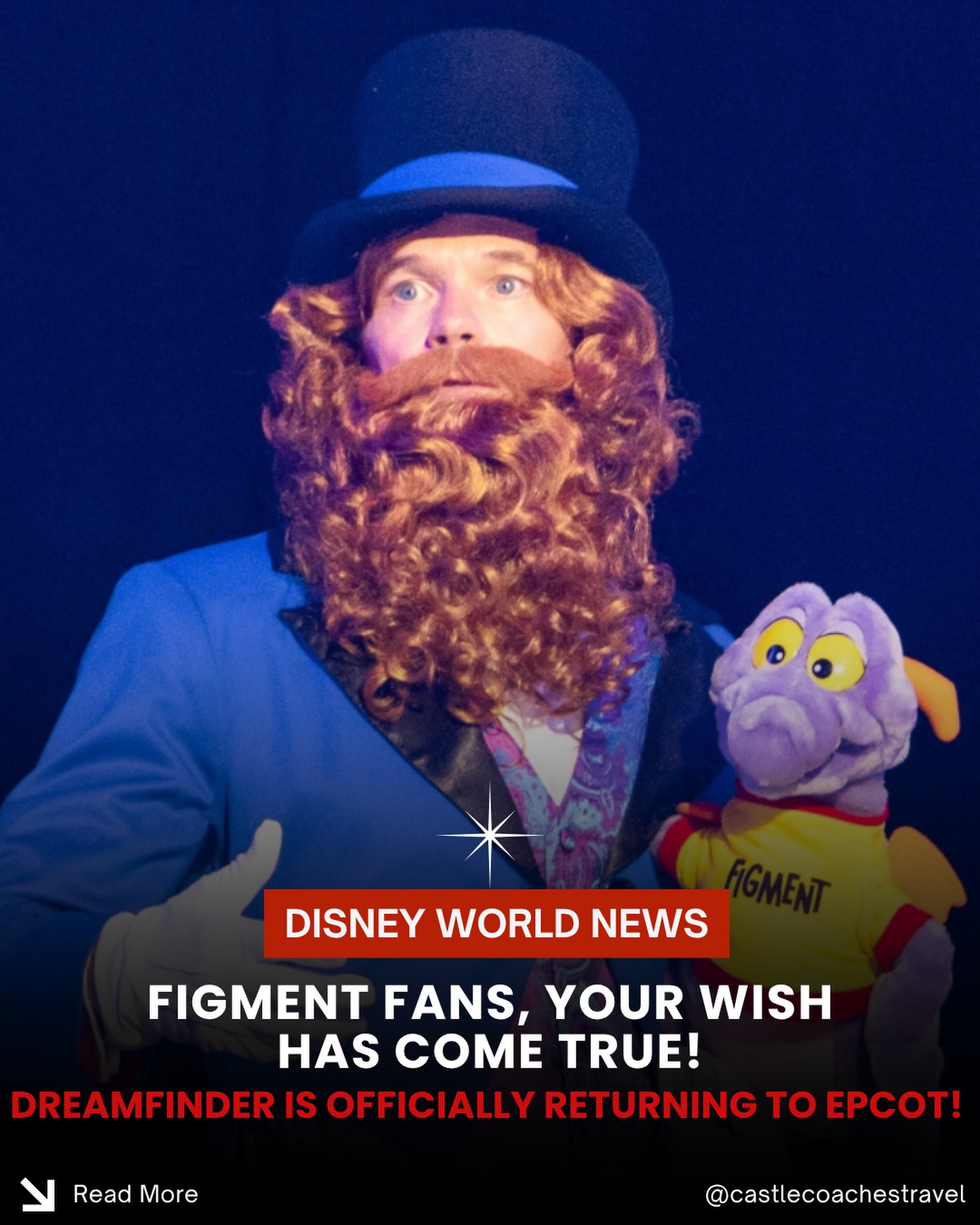 💜 A Dream Come True for Figment Fans! ✨
If you’re a Figment fan like we are, this may be one of the biggest announcements to come out of D23 2026!
Disney has officially announced that Dreamfinder and Figment are returning for an all-new journey at EPCOT! 💜✨
For years, fans have hoped to see Dreamfinder reunited with Figment, and Disney has confirmed they’ve heard those requests.
“We know how important this is to you. We’ve heard you…” — Disney Experiences Chairman Thomas Mazloum
While Disney hasn’t shared an opening date or attraction details just yet, this announcement confirms that Dreamfinder and Figment will once again embark on a new adventure together at EPCOT. More details will be revealed at a later date.
As longtime Disney fans ourselves, Figment has always been one of our favorites, so this announcement has us incredibly excited! We can’t wait to see what’s in store for this beloved duo.
✨ Reach out to a Castle Coaches Travel agent today to get your next Walt Disney World vacation booked! Whether you’re visiting soon or planning for the future, we’d love to help you experience all the magic Disney has to offer.
#CastleCoachesTravel #WaltDisneyWorld #Figment #EPCOT #onelittlespark